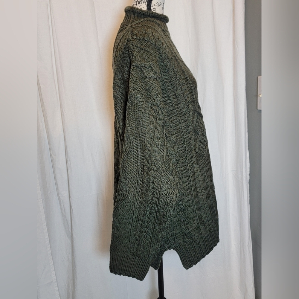 Aran Crafts Women's Green Cable Knit Rolled Neck Sweater - Picture 6 of 6